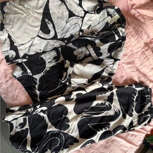 Anthropologie Black and White Graphic Button-Up Jacket